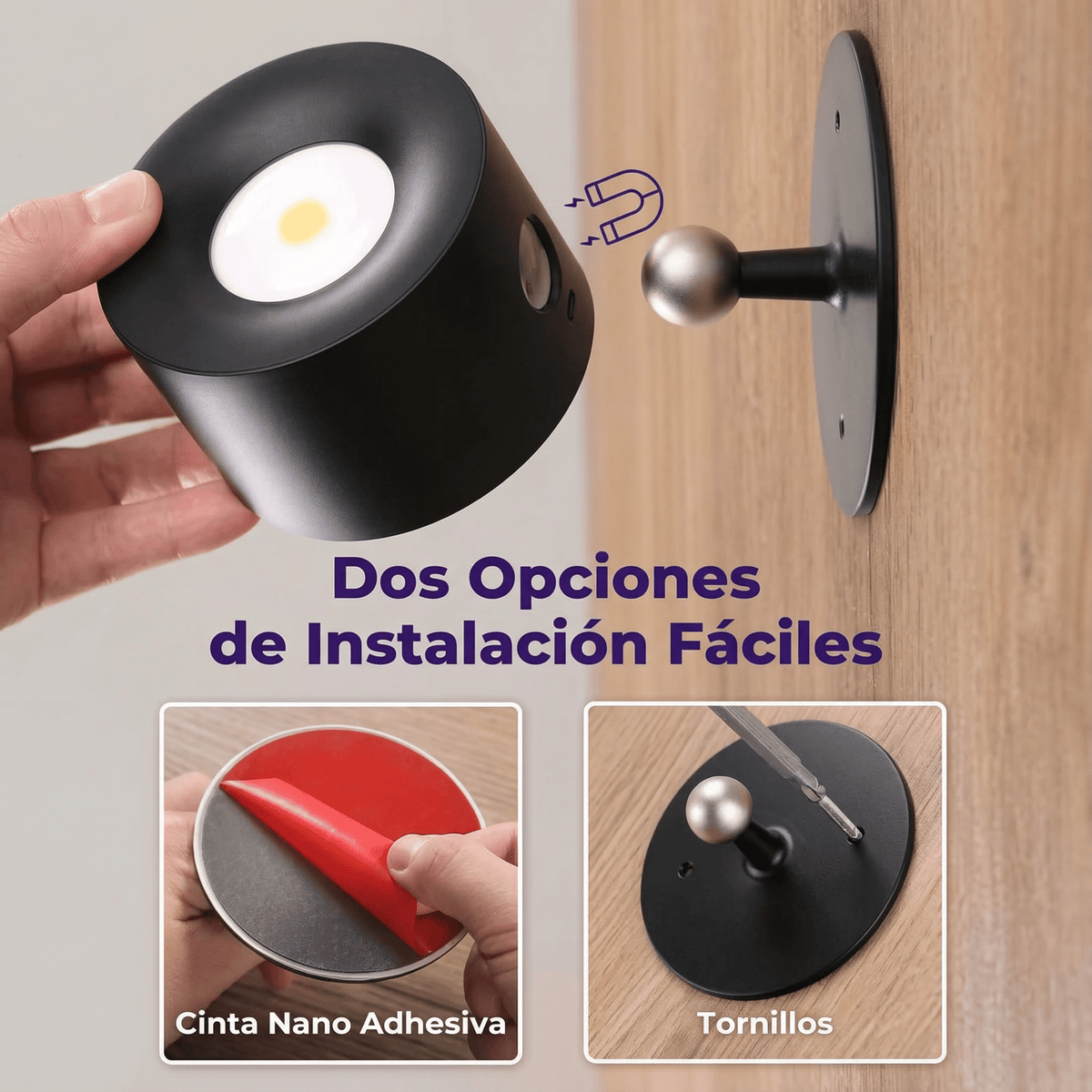 Eclara Girasol rechargeable wall sconce with warm ambient light and no-drill mounting