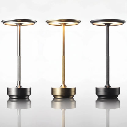 Eclara Ilumina rechargeable cordless table lamp in three colours, gold, black and silver, with touch LED and USB charging, cordless home decor