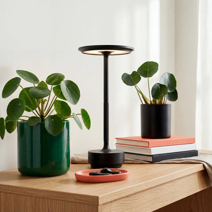 Eclara Ilumina rechargeable cordless table lamp, silver finish, premium Nordic interior decor